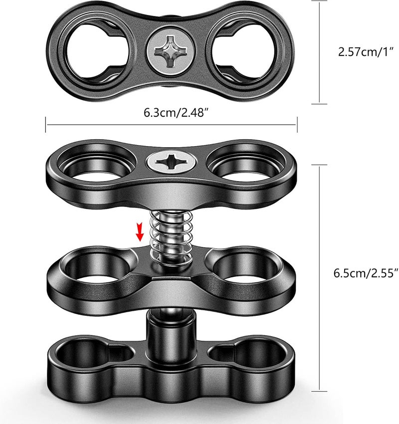 Seafrogs 2PCS Aluminum Alloy Clamp Ball Joint Bracket Arm Two Section Holder Diving Essential Accessory Light Combination Fixed Clamp CP-2 - Image 2